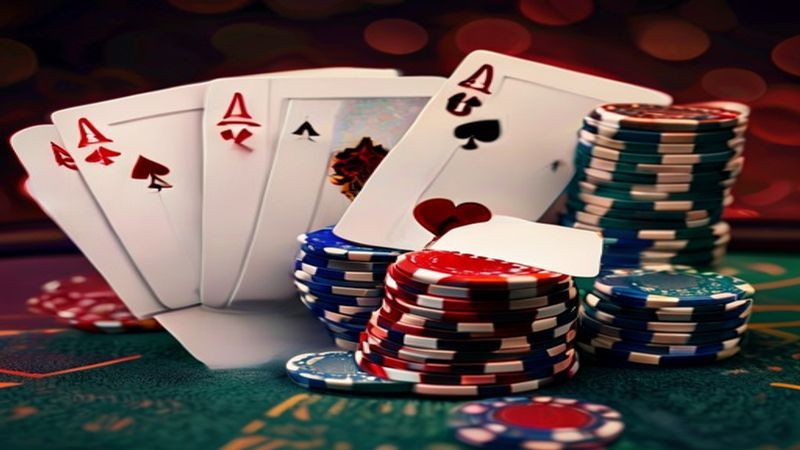 Bàn poker Texas Hold’em với năm lá bài chung